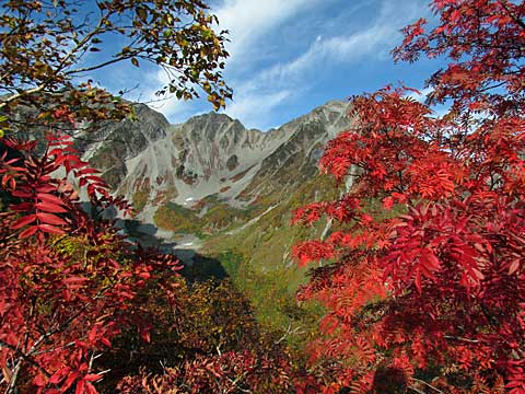 紅葉と山脈